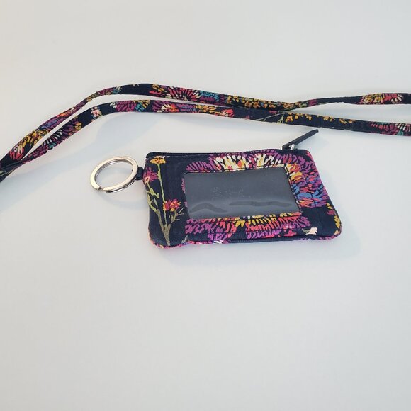 Vera Bradley Quilted Card Case Wristlet Wallet Navy Blue with ID Window - Picture 1 of 5